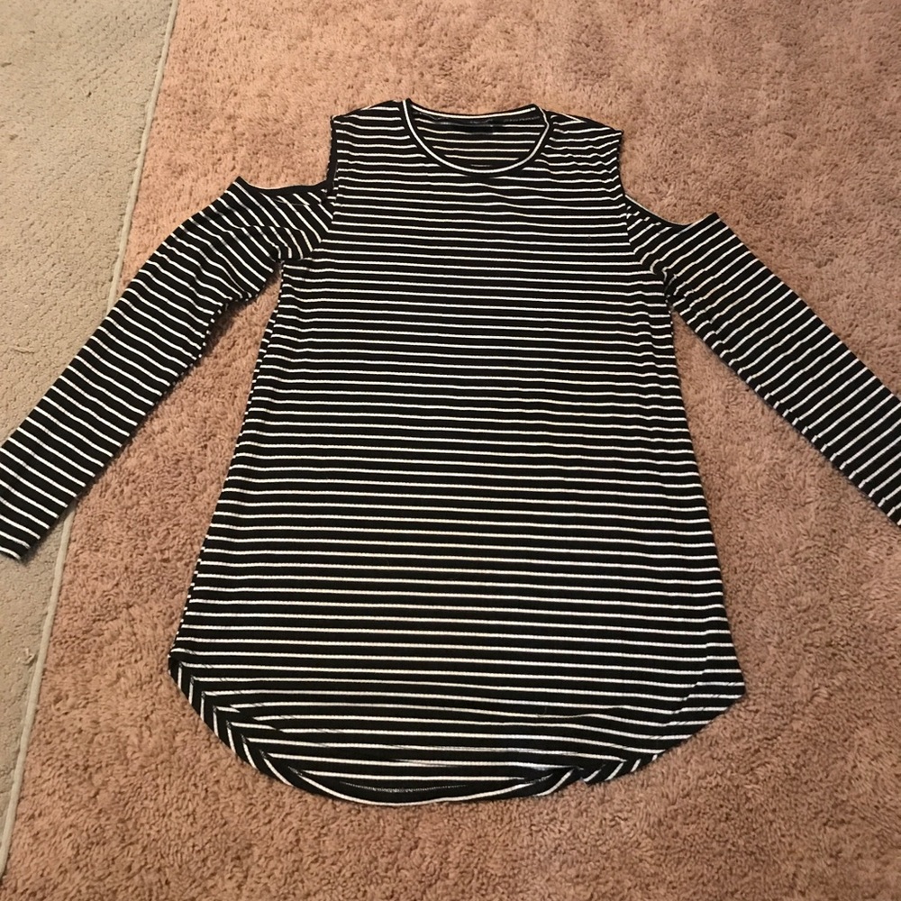 Cold Shoulder Striped Top
